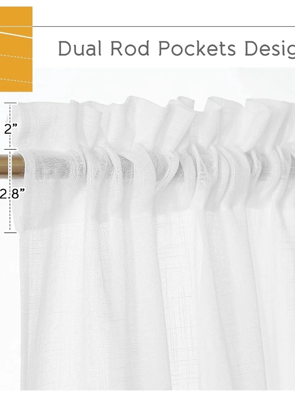 White Sheer Rod Pocket Curtain Panel -52x45